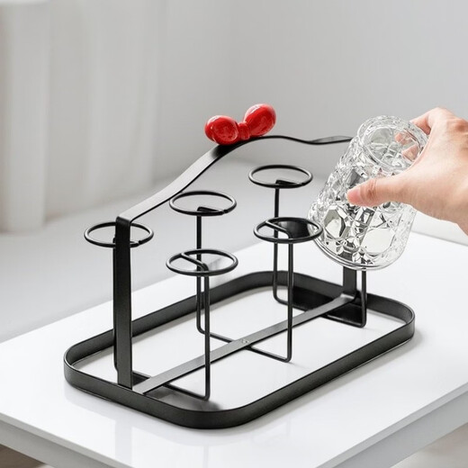 Yusenyi cup holder cup storage rack water cup tea cup coffee cup holder high-end light luxury dining table bar water dispenser tall cup model milk white 6 positions (red bow)