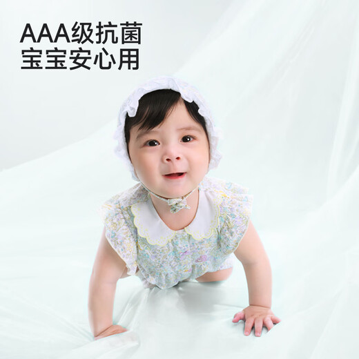 YEEHOO shopping mall same style baby jumpsuit for girls, home wear jumpsuit, summer cool short-sleeved jumpsuit, flower scroll embroidered collar, 59cm
