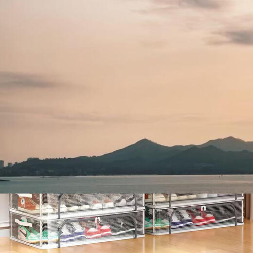 Yusenyi Japanese shoe box shoe storage artifact space-saving transparent shoe box shoe cabinet for boot shoe support bed bottom folding shoe rack (10 pieces) medium size (0 odor stacking does not collapse)