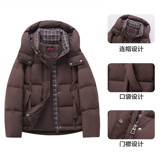 Yalu new down jacket women's winter short hooded thick northern winter warm and cold official authentic women's jacket red brown coffee S recommended 90-100Jin Jin equals 0.5 kg