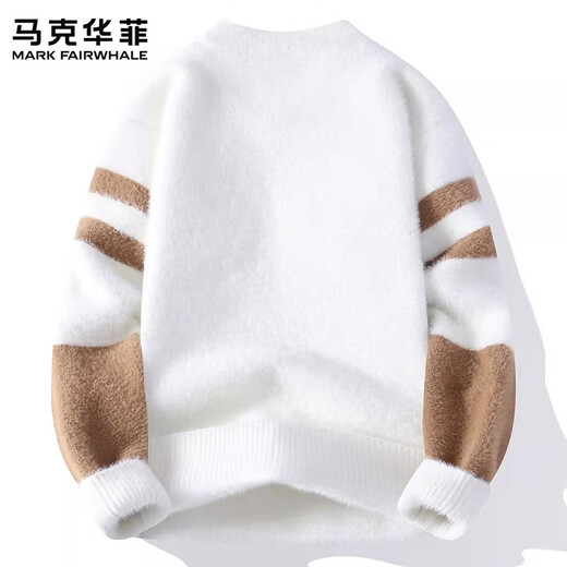 MARK FAIRWHALE American Retro Casual Sweater Men's 2026 Spring New Loose Comfortable Warm Stylish Design Contrast Top Black Official Authentic M Recommendation 95-115 Jin Jin equals 0.5 kg