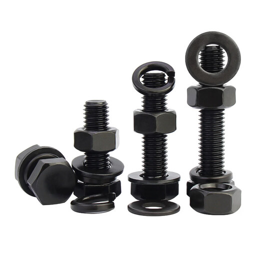 Grade 8.8 black external hexagonal screws and nuts high strength combination flat washer set M4M5M6M8M10M12 M6*14 (50 sets)