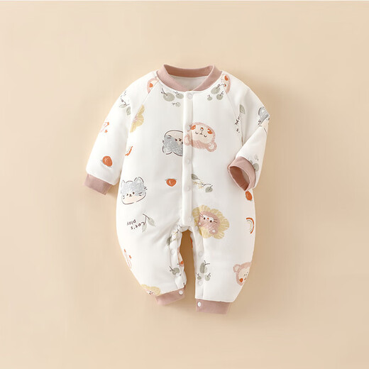Baby One-piece Clothespin Cotton 180g Warm Autumn and Winter Clothes Baby Harness Winter Cotton Clothes Children's Thickened Clothes Wish You Come True 5983 180g Cotton 66cm Recommended 3-6 months