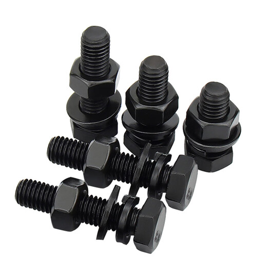 Grade 8.8 black external hexagonal screws and nuts high strength combination flat washer set M4M5M6M8M10M12 M6*14 (50 sets)