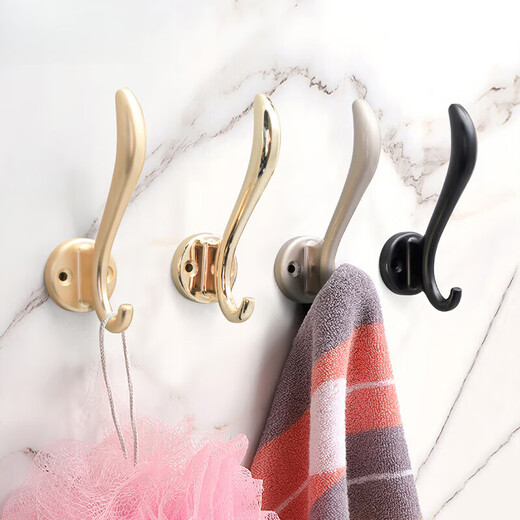 Shantou Lincun modern simple coat hook coat hook single hook double hook entrance metal wardrobe shoe cabinet hook wall hook coat hook 12-matte brushed