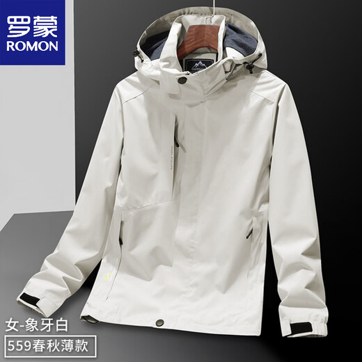 ROMON Jacket Spring and Autumn Mountaineering Jacket Men's and Women's Outdoor Workwear Three-in-One Detachable Work Clothes Women-Black A20 Women-Two-piece Set L