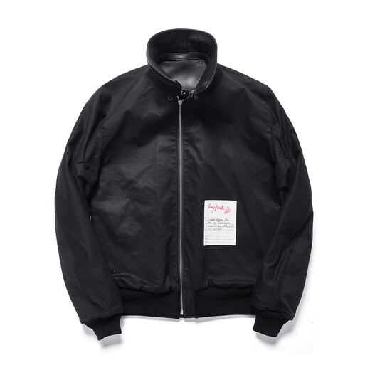 Children who are tired of playing A2 flight jacket comfortable version French Bodin lambskin riri zipper classic khaki retro leather jacket French Bodin-Joyeux Plonge Pro lambskin #black S