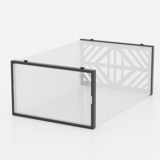 Fantasy Shoe Box Transparent Storage Box Thickened Simple Shoe Rack Plastic Shoe Cabinet Dust-proof and Moisture-proof Dormitory Shoe Box for Household Use Within 43.5 Sizes Brand New Fourth Generation Front and Back Double Frame Style Samurai Black 6 Pack