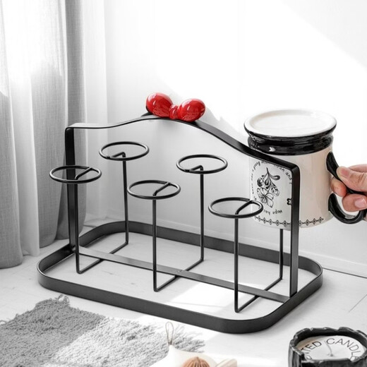 Yusenyi cup holder cup storage rack water cup tea cup coffee cup holder high-end light luxury dining table bar water dispenser tall cup model milk white 6 positions (red bow)