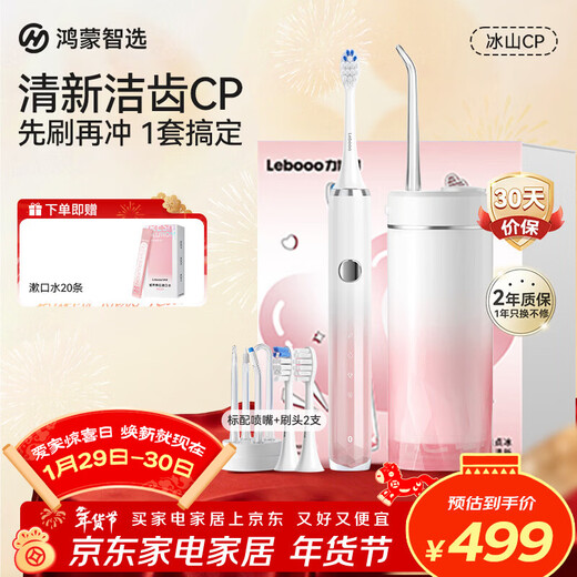 Huawei Smart Selection Hongmeng Smart Selection Oral Care Iceberg CP Set Electric Toothbrush + Teeth Flosser Combination for Boy and Girlfriend Couple Birthday New Year Gift Annual Party Gift Coral Powder