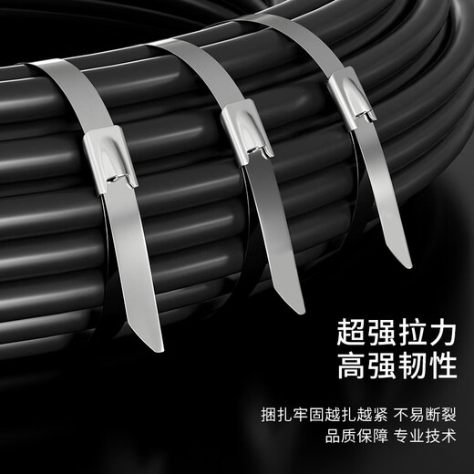 Stainless Steel Cable Tie 304 Stainless Steel Cable Tie High-Strength Anti-Aging Fixed Strap Bundle Buckle Type Tie Iron 304 Stainless Steel - Width 4.6*Length 350mm - 100 strips/pack