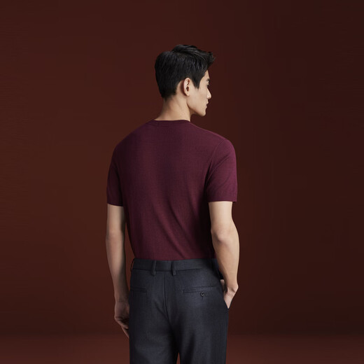 K-Boxing Men's Spring Fashion Casual High-End Wool Blended Knitted Craft Sweater CTTR1730 Scarlet S