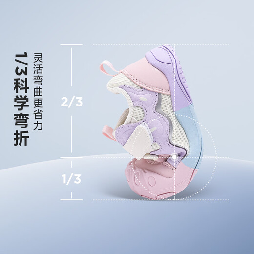Minibala (minibala) children's shoes, baby toddler shoes, spring new children's slow-elastic shock-absorbing mesh casual shoes, breathable walking shoes for babies, pink and purple (it is recommended to take one size larger for babies with fat feet) 20 (inner length of the shoe is about 12.8cm)