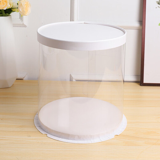 Fantasy round transparent cake box 5 inches 6 inches 8 inches 10 inches single and double layer special birthday cake baking packaging box round white box 50 pieces 8 inches three layers 26x26x31cm