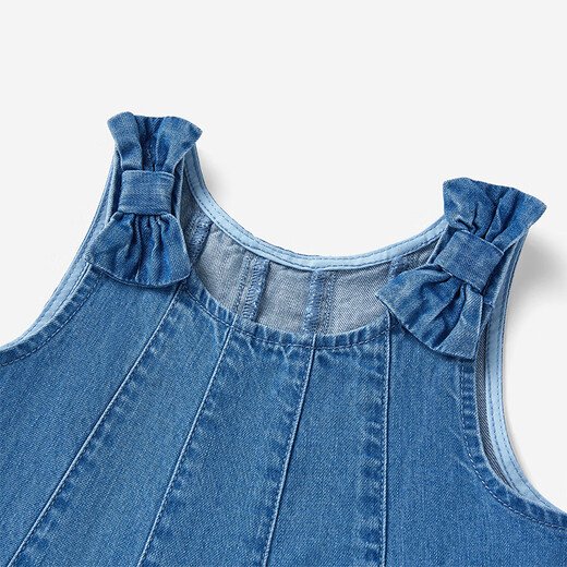 YEEHOO shopping mall same style children's clothing baby girl dress pure cotton denim vest dress summer daily children's dress medium denim blue 80 cm