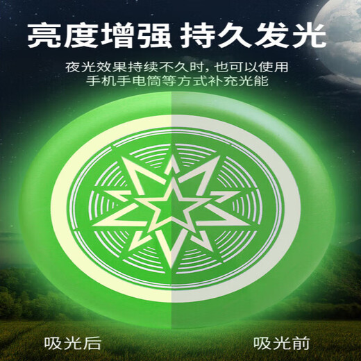 OIMGOI Children's Luminous Soft Frisbee Hand Throwable Rotatable Foam Luminous Flying Saucer Outdoor Sports Outdoor Toy for Boys Luminous Green Upgraded Thickening - Diameter 20 + Parachute