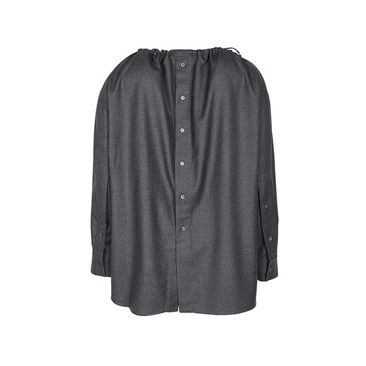 LESS 2026 spring new long-sleeved loose straight shirt 2Q121524H 070 dark gray S
