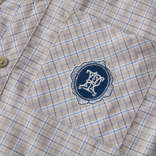 Les enphants 2026 spring new children's college style boys' school uniform artifact long-sleeved plaid shirt khaki 100