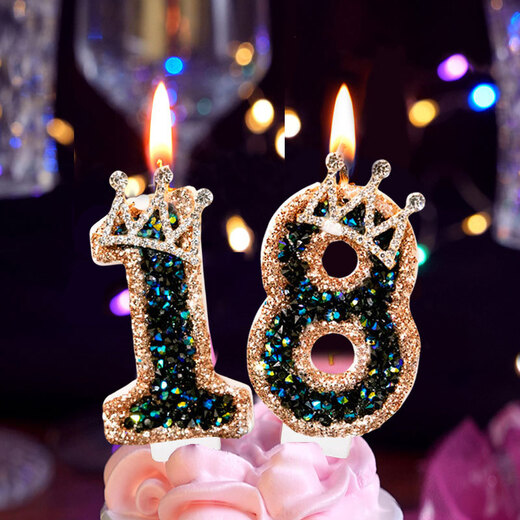 Pupan Black Diamond Crown Digital Birthday Candle Decoration Cake Insert Children's First Birthday Party Same Style Colorful Flame Candles 6 Pieces