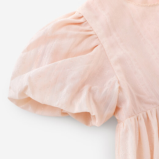 British haute couture series children's skirt summer new pink princess skirt baby girl short-sleeved dress pink 120 cm