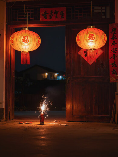 Xushansi New Year's blessing lanterns, red lanterns, housewarming gates, wedding flocking hangings, a pair of balcony yard outdoor decorations, 60 gold Caifu (gold bead tassels) + (remote control sensor lights) pair