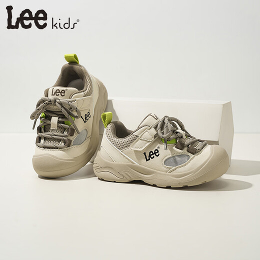 LEE KIDS children's shoes spring new children's mesh running shoes outdoor mountaineering sports shoes for men and women Khaki 36