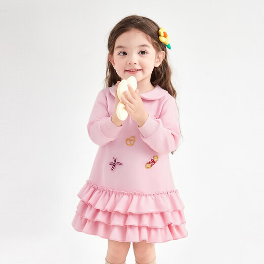 DEESHA Children's Clothing Girls Skirt 2026 Spring and Autumn Style Girls Baby Toddlers Sweet Doll Collar Long Sleeve Dress