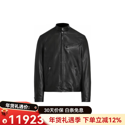 RALPH LAUREN Ralph Lauren Solid Color Stand Collar Zipper Motorcycle Jacket Leather Jacket Men's Black Black M