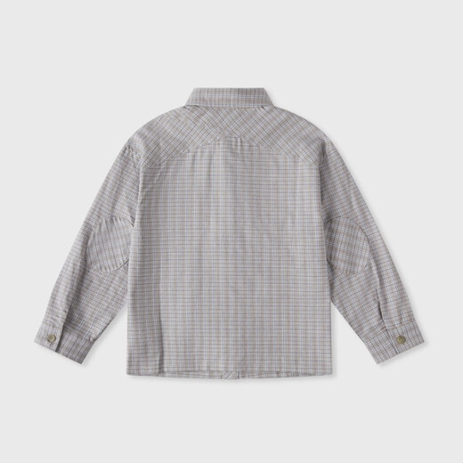 Les enphants 2026 spring new children's college style boys' school uniform artifact long-sleeved plaid shirt khaki 100