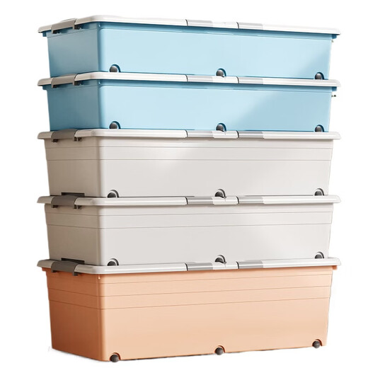 Fantasy bed storage box household wheeled storage flat drawer type plastic large capacity quilt clothes under bed storage box length 100 width 50 height 13.5 cherry blossom pink one meter extra large thickening damage guarantee/lightning delivery/export quality