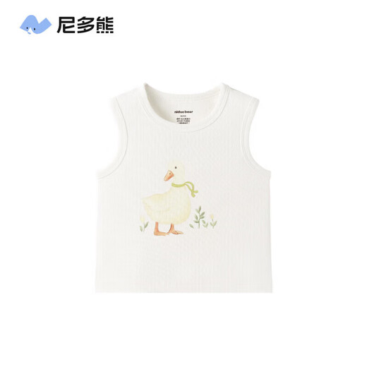 Nido Bear Lyocell new summer products for men and women printed sleeveless vest baby breathable cool top milk white duck 80