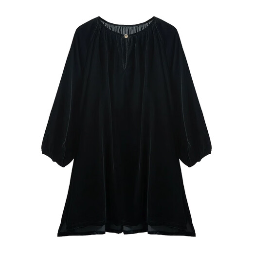 Zhibimo early spring velvet long-sleeved loose casual top for women 2026 new slimming one-button pullover black one-size-fits-all