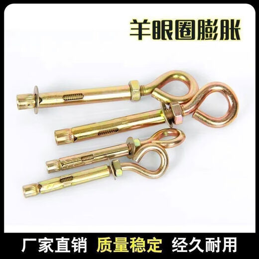 CLCEY sheep eye ring expansion screw with ring expansion ring swing pull-up extended expansion ring ceiling fan hook ring expansion wire round head expansion wire M8*100 one box