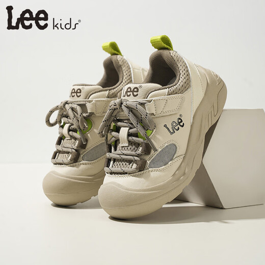 LEE KIDS children's shoes spring new children's mesh running shoes outdoor mountaineering sports shoes for men and women Khaki 36