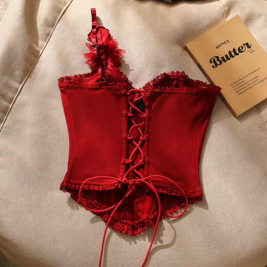 Ao Yan Lai Hot Girl Red Flower Fishbone Bra Women's Summer Slimming Tube Top Red S