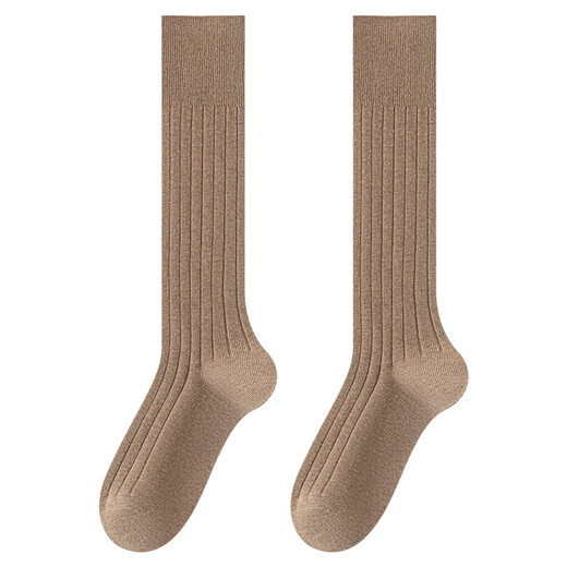 JSUAY Socks Women's Autumn and Winter Warm Solid Color Cotton Calf Socks Double Needle Slimming Socks Sports and Leisure Pile Socks Stockings Black One Size Exquisite Independent Packaging