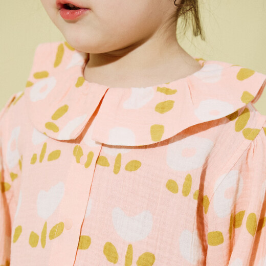 Papa new product climbing spring children's shirt girls long-sleeved pure cotton loose breathable anti-mosquito top jacket pink 90