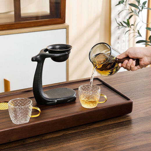 Miaopule lazy tea filter rack tea strainer tea making artifact ceramic one-piece glass tea splitting fair cup tea tea filter 01 all the way to fortune base + A21 fair cup