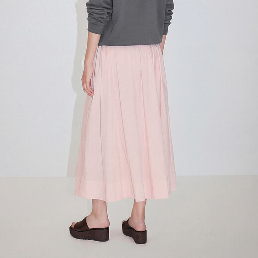 OCHIRLY New Product Elastic Waist Umbrella Skirt A-Line Skirt Mid-Length Retro Style Simple Spring 2026 Light Pink XS