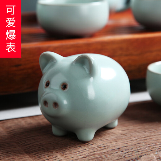 Looking for Ru Ru Kiln Tea Pet Pig Ornaments, Cute and Rareable Split Ice Cracking Glaze Kung Fu Tea Accessories Tea Ceremony Zodiac Piglets Ru Kiln Pigs