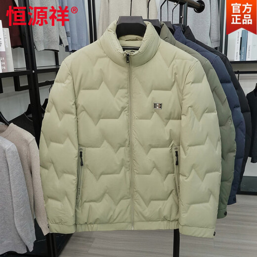 Hengyuanxiang Winter Men's Short Down Jacket Korean Style Thickened Warm Fashionable Stand Collar Sports Windproof New Winter Jacket Men Green L