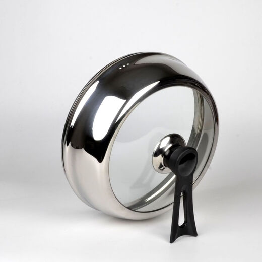 Fantasy heightened visual stainless steel glass pot lid can be erected high arch thickened steamer wok soup pot lid flat mouth notch universal 32 apple lid can stand handle