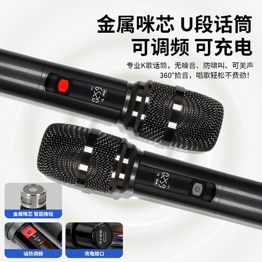 Xianfei Square Dance Audio with display trolley speaker portable all-in-one touch WIFI network karaoke machine Bluetooth dual microphone 17-inch screen + 18 speakers + rising and falling tone + dual microphones + 64GU disk + bracket