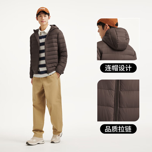 热风（Hotwind）【商场同款】男士排骨羽绒服轻薄冬季新款户外连帽纯色内胆羽绒服 01黑色 L