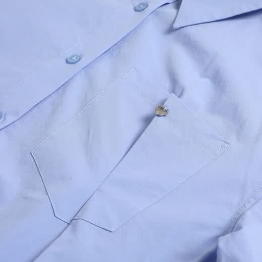 Basic House/Baijiahao spring pure cotton lapel long-sleeved shirt women's loose pinch pleated blue layered shirt blue S