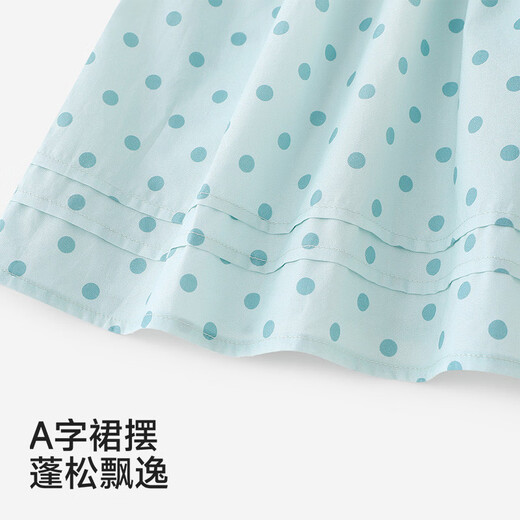 Ying's children's dress girls summer short-sleeved dress daily casual small skirt cute and comfortable square neck skirt Qingshui Yuzhu 90 cm