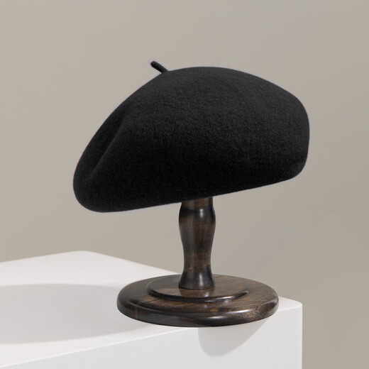 Langsha Hat Women's Winter Thick Pure Wool Beret Women's 2026 New Big Head Circumference Showing Face Small Versatile Bere Hat Black | Classic and Timeless One Size (56-58cm) Adjustable