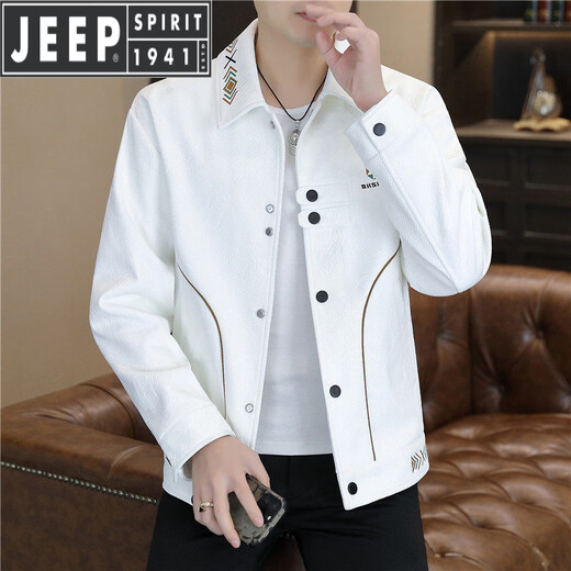 JEEP SPIRIT Jacket Men's Spring Autumn 2026 New Korean Style Slim Trendy Casual Woolen Jacket Versatile Spring Men's Top Black 2XL