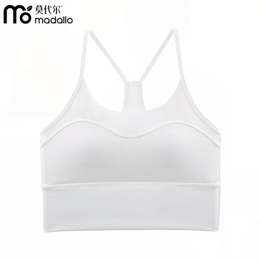 Modal sports bra for women all-in-one running shockproof fitness vest skipping rope Pilates training yoga back pure white L recommended weight 120-140Jin Jin equals 0.5 kg