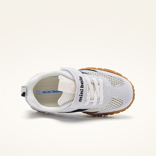 Minibala (minibala) children's shoes, children's casual shoes, summer new style, single mesh cushioning, comfortable and breathable sports shoes for boys and girls, running shoes for small and medium-sized children, gray and white tone 26 (shoe inner length is about 16.0cm)